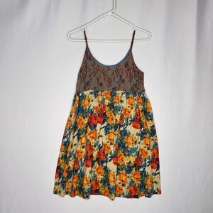Natural Life Dress Medium Strappy Boho Mixed Floral Empire Mini Multicolor